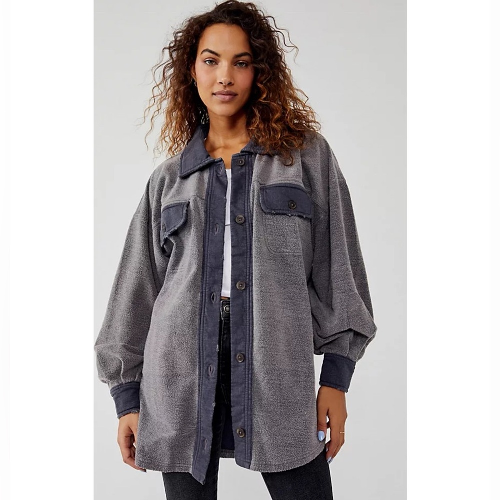 Free People Ruby Shacket in Incense Gray Women's Gray Button-Up Size Small
